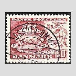 FRIM�RKER DANMARK | 1975 - AFA 589 - Dansk porcel�n - 90 �re r�d - Pragt Stemplet