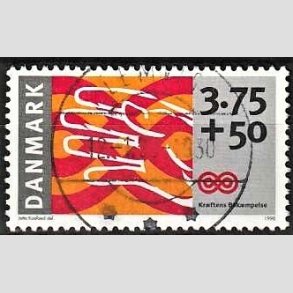 FRIMRKER DANMARK | 1998 - AFA 1186 - Krftens Bekmpelse - 3,75 Kr. + 50 re  flerfarvet - Pragt Stemplet Lemvig