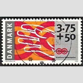 FRIMRKER DANMARK | 1998 - AFA 1186 - Krftens Bekmpelse - 3,75 Kr. + 50 re  flerfarvet - Pragt Stemplet