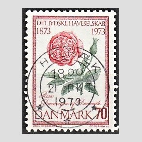 FRIM�RKER DANMARK | 1973 - AFA 546 - Jydske Haveselskab 100 �r - 70 �re rosa/gr�n/r�d - Pragt Stemplet Holb�k