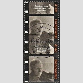 FRIM�RKER DANMARK | 1989 - AFA 948 - Dansk film - 4,40 Kr. sort/orange/brunlig lodret parstykke - Pragt Stemplet