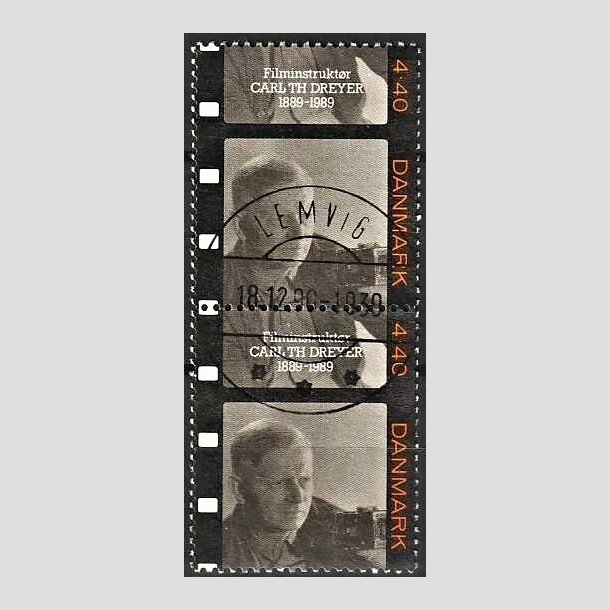 FRIMRKER DANMARK | 1989 - AFA 948 - Dansk film - 4,40 Kr. sort/orange/brunlig lodret parstykke - Pragt Stemplet