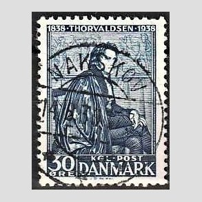 FRIM�RKER DANMARK | 1938 - AFA 251 - Thorvaldsen 30 �re bl� - Lux Stemplet