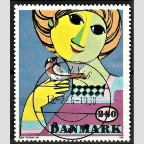 FRIMRKER DANMARK | 1986 - AFA 849 - Bjrn Wiinblad - 2,80 Kr. flerfarvet - Pragt Stemplet Lemvig