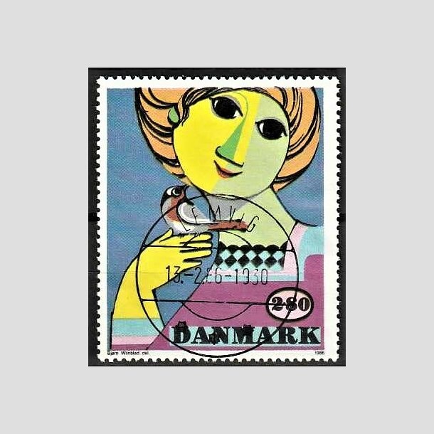 FRIMRKER DANMARK | 1986 - AFA 849 - Bjrn Wiinblad - 2,80 Kr. flerfarvet - Pragt Stemplet Lemvig