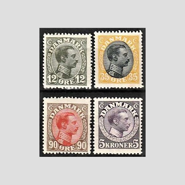 FRIMRKER DANMARK | 1918-20 - AFA 100 mv. - Chr. X 12,35,90 re + 5 Kr. - Postfrisk