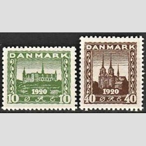 FRIM�RKER DANMARK | 1920-21 - AFA 114,115 - Genforening 40 �re brun og 10 �re gr�n - Postfrisk