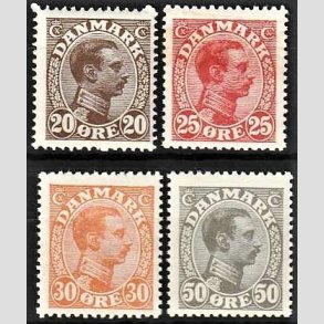 FRIMRKER DANMARK | 1921-22 - AFA 125 mv. - Chr. X 20,25,30,50 re - Postfrisk