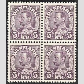 FRIMRKER DANMARK | 1934 - AFA 213 - Chr. X 5 Kr. violet i 4-blok - Postfrisk