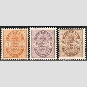 FRIM�RKER DANMARK | 1901-02 -  AFA 37,38,39 - 1,15,24 �re - Ubrugt