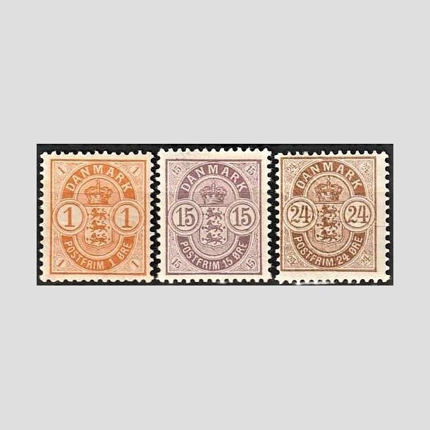 FRIMRKER DANMARK | 1901-02 -  AFA 37,38,39 - 1,15,24 re - Ubrugt