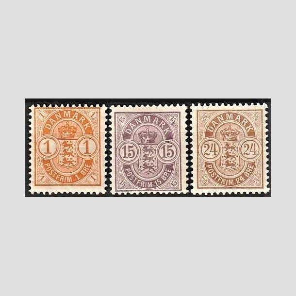 FRIMRKER DANMARK | 1901-02 -  AFA 37,38,39 - 1,15,24 re - Ubrugt