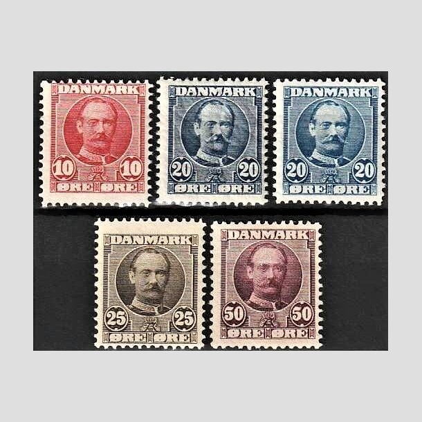 FRIMRKER DANMARK | 1907 - AFA 55,56,56a,57,58 - Frederik VIII 10,20,25,50 re - Ubrugt