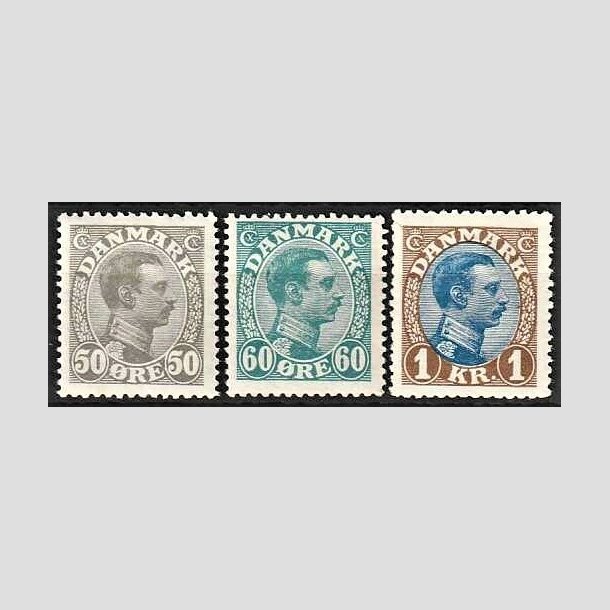 FRIMRKER DANMARK | 1921-22 - AFA 129a,130,131 - Chr. X 50 re gr - Ubrugt