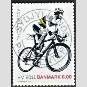 FRIM�RKER DANMARK | 2011 - AFA 1674 - WM i landevejscykling - 8,00 Kr. flerfarvet - Pragt Stemplet