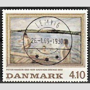 FRIMRKER DANMARK | 1988 - AFA 921 - Peter Hansen - 4,10 Kr. flerfarvet - Pragt Stemplet Lemvig