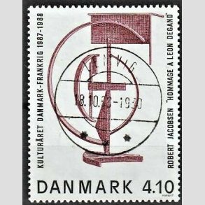 FRIMRKER DANMARK | 1988 - AFA 918 - Dansk-fransk kulturr - 4,10 Kr. brunrd/sort - Pragt Stemplet Lemvig