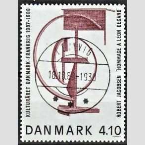 FRIMRKER DANMARK | 1988 - AFA 918 - Dansk-fransk kulturr - 4,10 Kr. brunrd/sort - Pragt Stemplet Lemvig