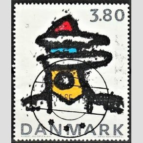FRIMRKER DANMARK | 1985 - AFA 846 - Kunst af Robert Jacobsen - 3,80 Kr. flerfarvet - Lux Stemplet Lemvig