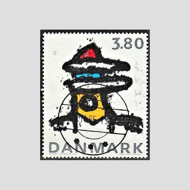 FRIMRKER DANMARK | 1985 - AFA 846 - Kunst af Robert Jacobsen - 3,80 Kr. flerfarvet - Lux Stemplet Lemvig
