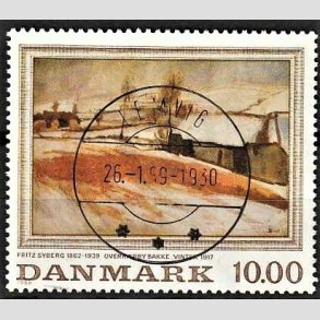 FRIMRKER DANMARK | 1988 - AFA 922 - Fritz Syberg - 10,00 Kr. flerfarvet - Pragt Stemplet