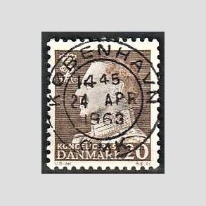 FRIMRKER DANMARK | 1961-62 - AFA 393 - Fr. IX 20 re brun - Pragt Stemplet Kbenhavn