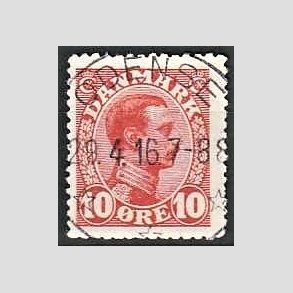 FRIMRKER DANMARK | 1913 - AFA 69 - Chr. X 10 re rd (2K) - Lux Stemplet 
