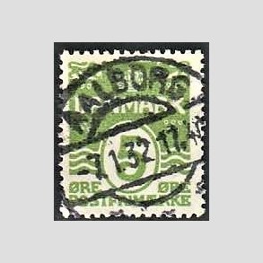 FRIM�RKER DANMARK | 1930 - AFA 183 - B�lgelinie 5 �re lysgr�n - Lux Stemplet Aalborg