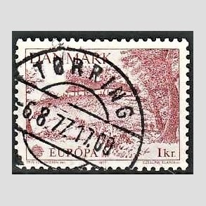 FRIM�RKER DANMARK | 1977 - AFA 635 - Europam�rke 1 Kr. r�d - Pragt Stemplet