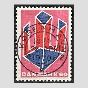 FRIM�RKER DANMARK | 1969 - AFA 489 - Non-figurativ tegning - 60 �re lillar�d/r�d/bl� - Pragt Stemplet