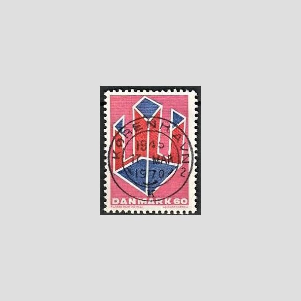 FRIMRKER DANMARK | 1969 - AFA 489 - Non-figurativ tegning - 60 re lillard/rd/bl - Pragt Stemplet