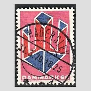 FRIM�RKER DANMARK | 1969 - AFA 489 - Non-figurativ tegning - 60 �re lillar�d/r�d/bl� - Pragt Stemplet Haderslev