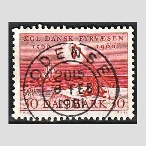 FRIM�RKER DANMARK | 1960 - AFA 386 - Fyr & Vagerv�snet 400 �r - 30 �re r�d - Pragt Stemplet