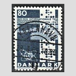 FRIM�RKER DANMARK | 1965 - AFA 434 - Telekommunikation 100 �r - 80 �re bl� - Lux Stemplet K�benhavn