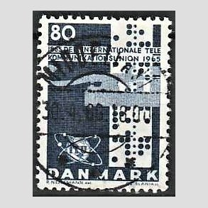 FRIM�RKER DANMARK | 1965 - AFA 434 - Telekommunikation 100 �r - 80 �re bl� - Lux Stemplet Haderslev