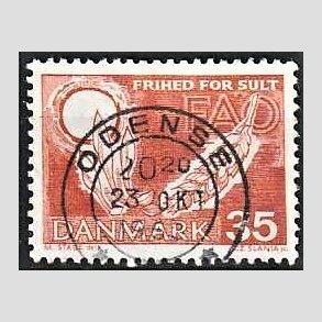 FRIM�RKER DANMARK | 1963 - AFA 412 - FAO anti-hunger - 35 �re brunr�d - Lux Stemplet Odense