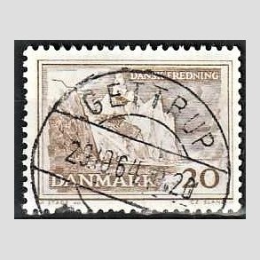 FRIM�RKER DANMARK | 1962 - AFA 411 - M�ns klint - 20 �re gr�brun - Pragt Stemplet