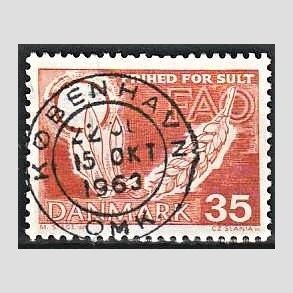 FRIM�RKER DANMARK | 1963 - AFA 412 - FAO anti-hunger - 35 �re brunr�d - Lux Stemplet