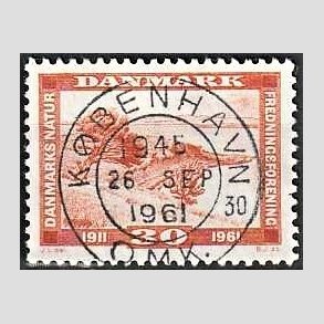 FRIM�RKER DANMARK | 1961 - AFA 392 - Naturfredningsforening 50 �r. - 30 �re brunr�d - Pragt Stemplet