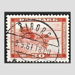 FRIM�RKER DANMARK | 1961 - AFA 392 - Naturfredningsforening 50 �r. - 30 �re brunr�d - Pragt Stemplet �lborg