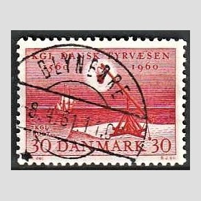 FRIM�RKER DANMARK | 1960 - AFA 386 - Fyr & Vagerv�snet 400 �r - 30 �re r�d - Pragt Stemplet