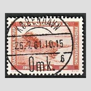 FRIM�RKER DANMARK | 1961 - AFA 392 - Naturfredningsforening 50 �r. - 30 �re brunr�d - Pragt Stemplet K�benhavn