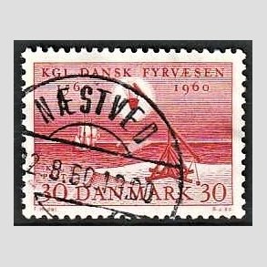 FRIM�RKER DANMARK | 1960 - AFA 386 - Fyr & Vagerv�snet 400 �r - 30 �re r�d - Pragt Stemplet