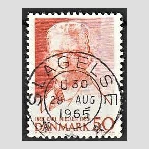 FRIM�RKER DANMARK | 1965 - AFA 435 - Komponist Carl Nielsen - 30 �re oranger�d - Pragt Stemplet Slagelse