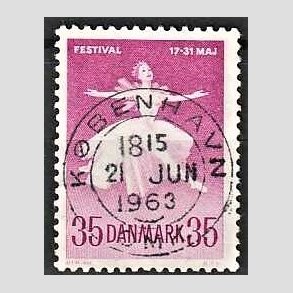 FRIM�RKER DANMARK | 1959 - AFA 377 - Ballet og Musikfestival - 35 �re r�dlilla - Pragt Stemplet