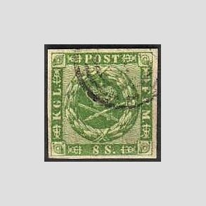 FRIMRKER DANMARK | 1858-62 - AFA 8 - 8 Skilling grn - Stemplet