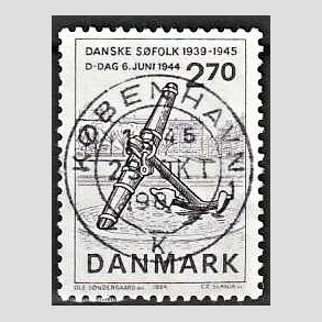 FRIM�RKER DANMARK | 1984 - AFA 805 - Normandiets invation danske skibe - 2,70 Kr. brun - Pragt Stemplet