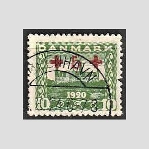 FRIMRKER DANMARK | 1921 - AFA 120 - +5 +10 re grn Rde Kors provisorier - Stemplet