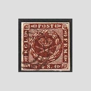 FRIMRKER DANMARK | 1858-62 - AFA 7 - 4 Skilling brun - Stemplet