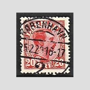 FRIMRKER DANMARK | 1925-26 - AFA 147 - Chr. X 20 re rd - Lux Stemplet